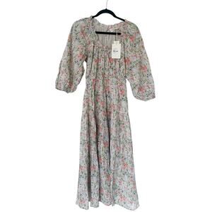 The Great Moonstone Ivory Floral Long Sleeve Boho Midi Dress Size 4 Cottagecore